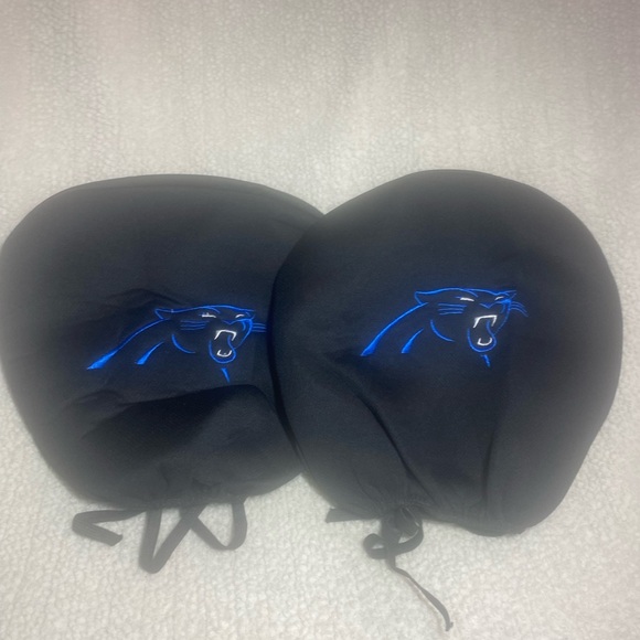 Carolina Panthers NFL Fabric Headrest, BLK w/ Blue Trim - Picture 2 of 5